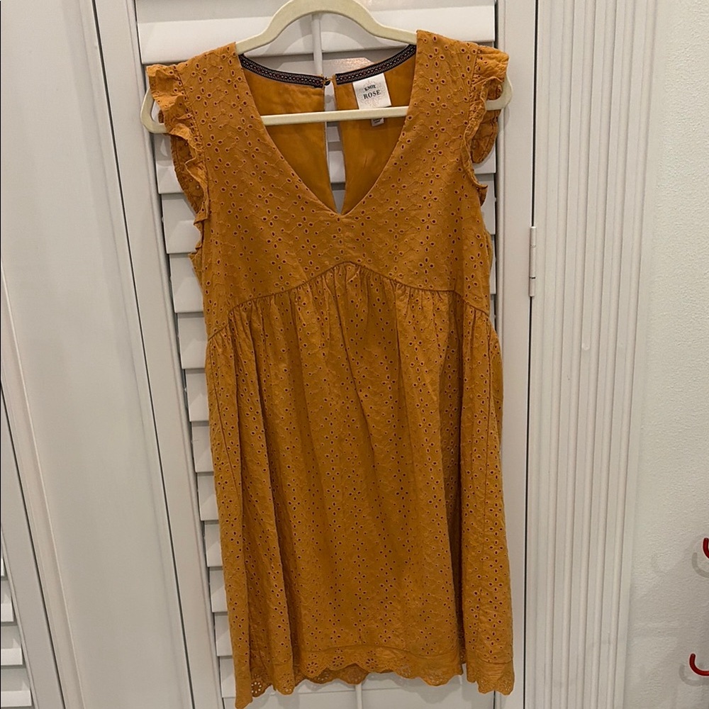 Mustard Eyelet Sleeveless Dress